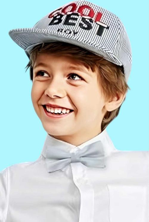 Erkek Çocuk Düz Renk Saten Papyon Gümüş