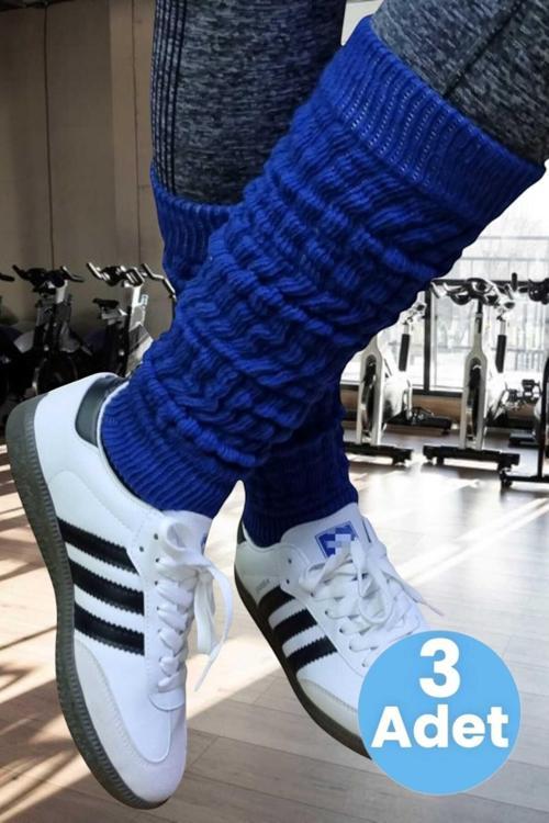 Kadın Dört Mevsim Ayaksız Triko Tozluk 3 Adet Saks Mavisi