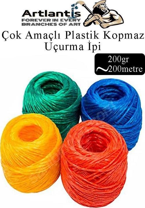Çok Amaçlı Plastik Kopmaz Uçurtma İpi Çamaşır İpi 4 Adet Renkli 200 Metre Naylon İp Çırpı İpi Çizim İnşaat Duvar İpi
