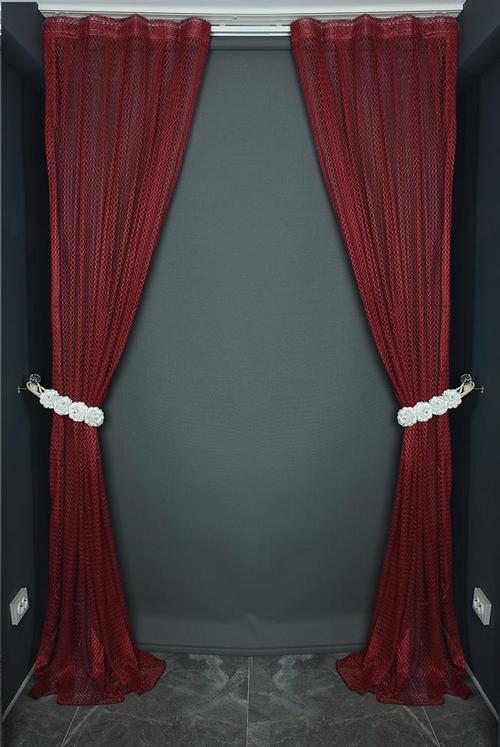 ORKİDE MODEL BORDO RENK TEK KANAT Pileli Fon Perde 75*260 cm