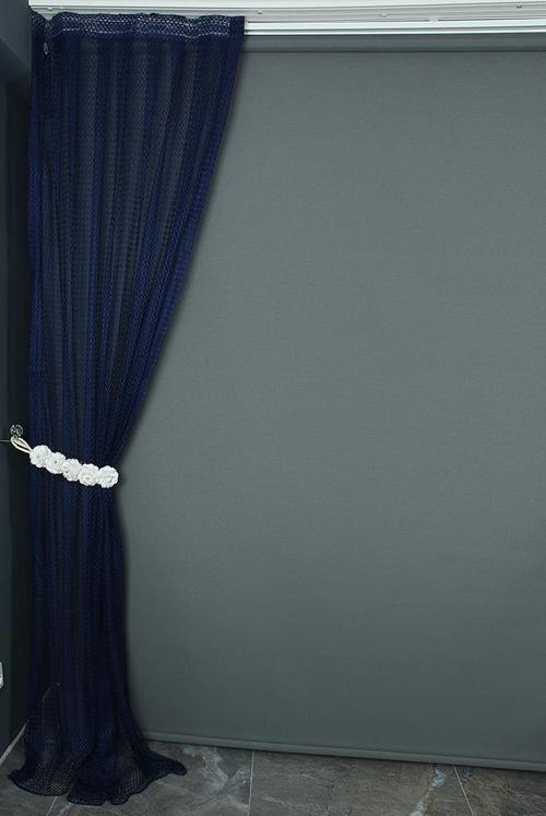 ORKİDE MODEL LACİVERT RENK TEK KANAT Pileli Fon Perde 75*260 cm