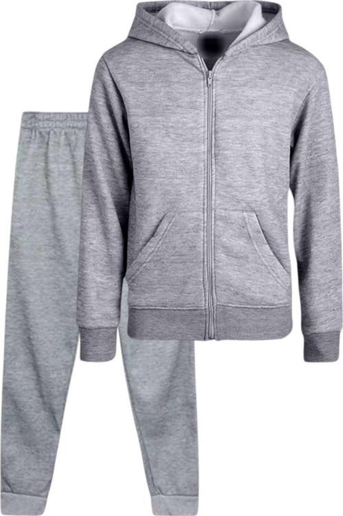 Çocuk Unisex Kapüşonlu Fermuarlı Sweatshirt Ve Jogger Eşofman Altı 2'Li Takım Gri 13 Yaş