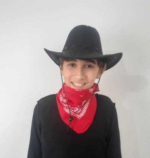 Çocuk Unisex 8 14 Yaş Süet Kovboy Şapkası Kırmızı Bandana Hediye Koruma Kutulu Gönderim Siyah 54 CM