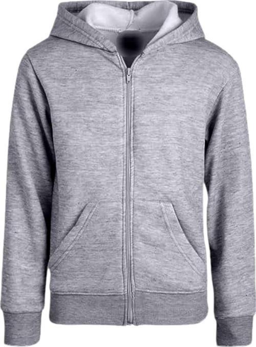 Çocuk Unisex Pamuklu Kapüşonlu Fermuarlı Sweatshirt Gri 9 Yaş