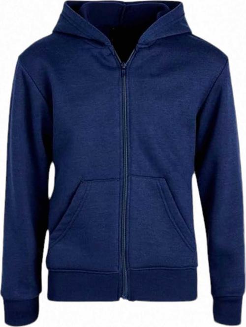 Çocuk Unisex Pamuklu Kapüşonlu Fermuarlı Sweatshirt Lacivert 9 Yaş