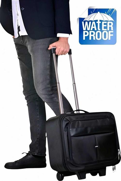 Çekçekli Orta Boy Lüx Kasalı Siyah Pilot, Evrak, Laptop, Notebook Çantası Siyah