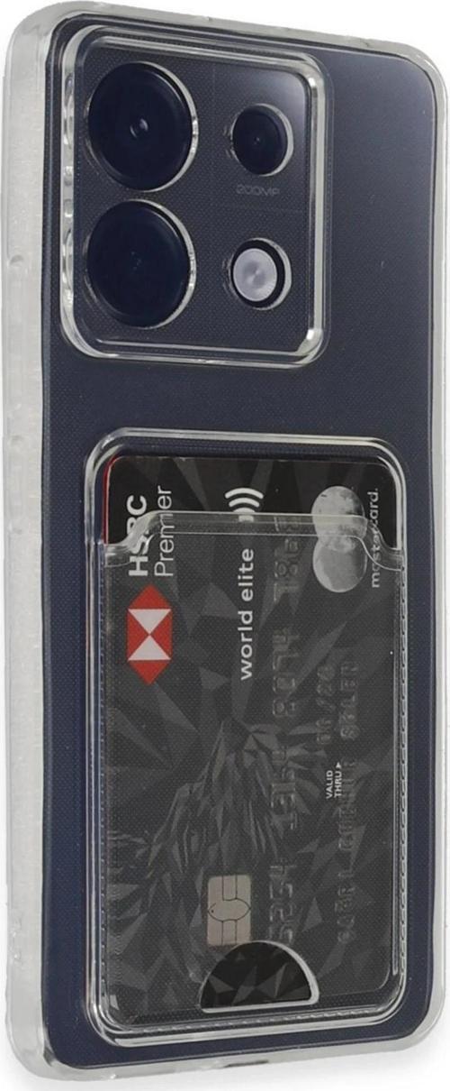 Xiaomi Poco X6 Uyumlu Kartlı Şeffaf Silikon Kılıf 
