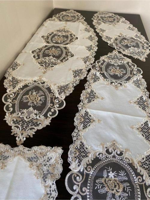 5 Parça Salon Takımı Linen Simli Kumaş