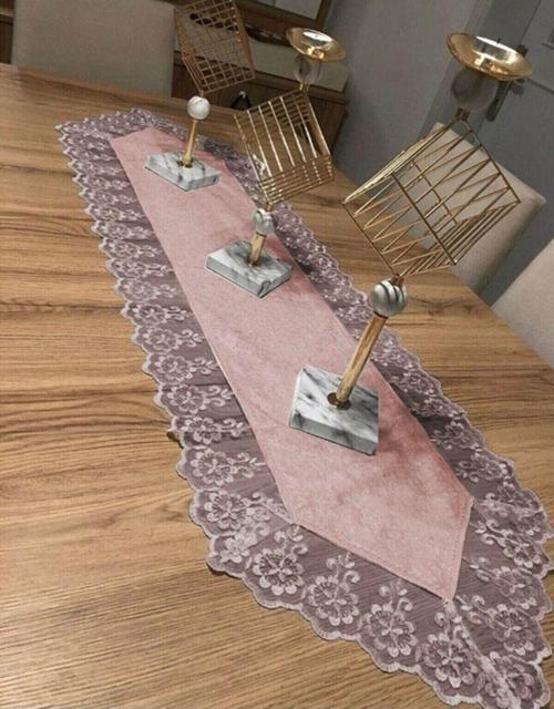 Kadife Dantel Detaylı Runner