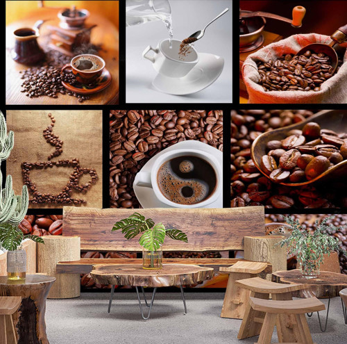Kahveli Duvar Kağıdı Posterleri Cafe Duvar Kağıdı Baskı