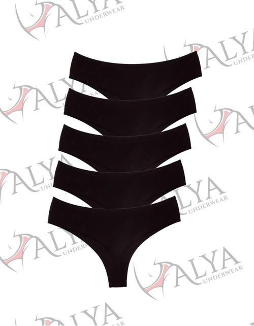 Kadın Yüksek Bel, Toparlayıcı, Tanga Külotlar - 5 Adet Siyah (S, M, L, Xl, 2Xl) - 5 Adet