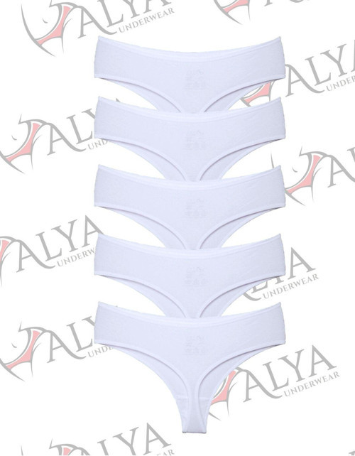 Kadın Külot Yüksek Bel Tanga, Toparlayıcı, String Iç Çamaşırı- 5 Adet Beyaz - 5 Adet 401P