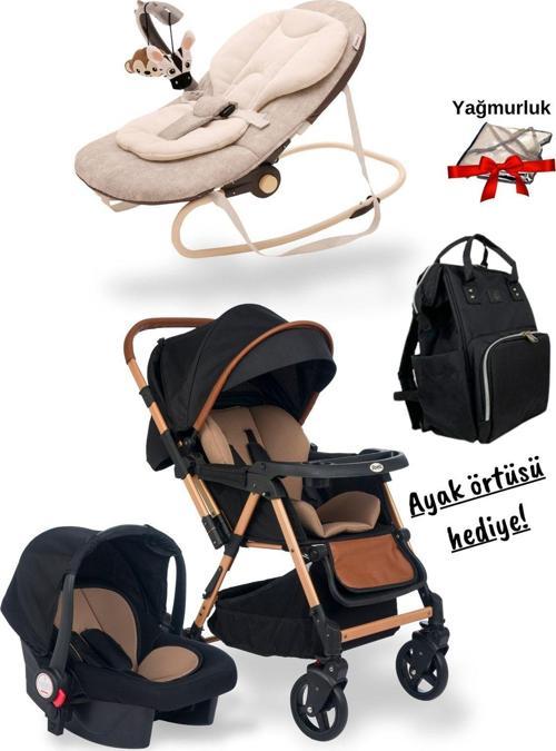 5'Li Bebek Seti Trendy Bebek Arabası/Puset/Ana Kucağı/Çanta/Ayak Örtüsü/ Yağmurluk Hediye
