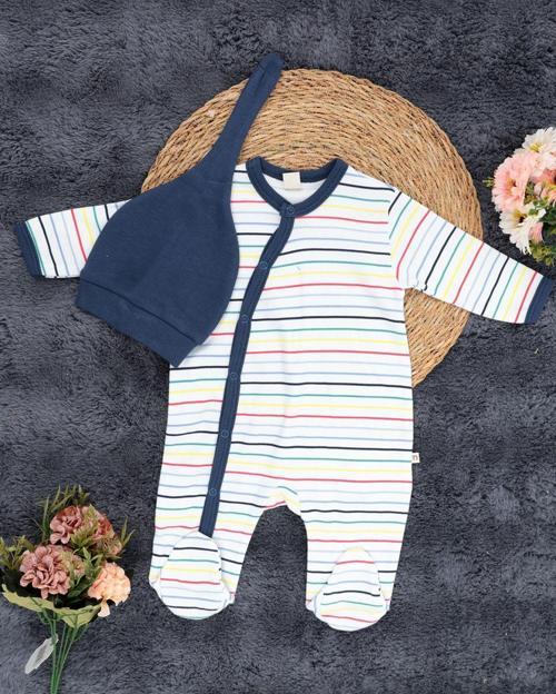 Yenidoğan Bebek Tulum / Şapka Hediyeli / %100 Pamuklu Kumaş