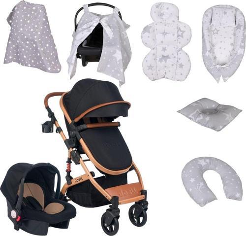 9Lu Unisex Bebek Seti/Joell Truva Travel Sistem Bebek Arabası/Puset/7Parça Tekstil Seti