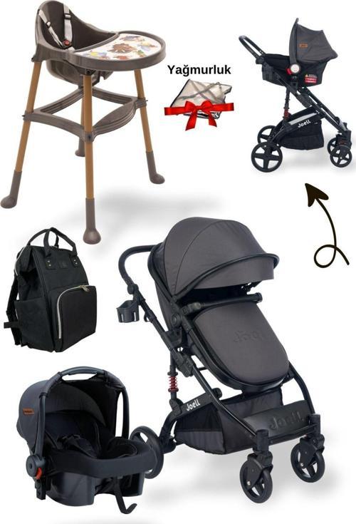 5'Li Bebek Seti / Truva Travel Bebek Arabası / Mama Sandalyesi / Çanta / Puset / Yağmurluk