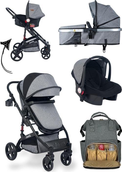 4'Lü Set Truva Travel Sistem Bebek Arabası / Puset / Bebek Bakım Çantası / Yağmurluk