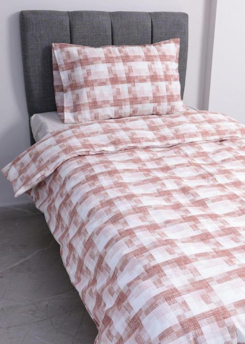 Tek Kişilik Nevresim Takımı Kareli / Nevresim + Lastikli Çarşaf + Yastık Kılıfı