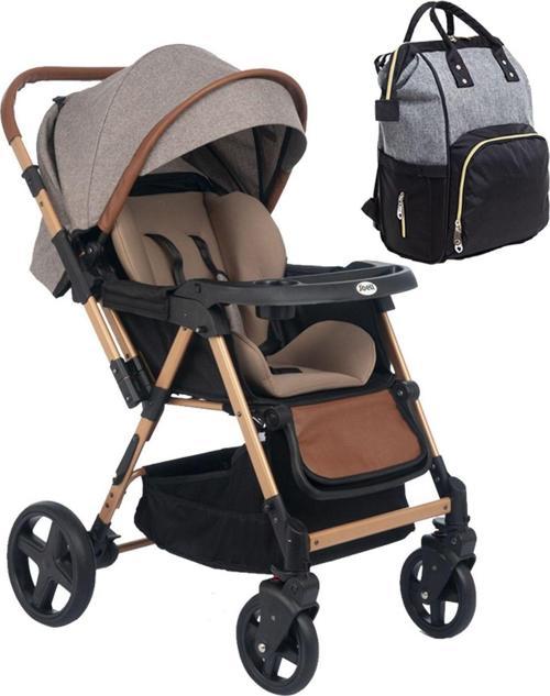 2'Li Set Trendy Çift Yönlü Bebek Arabası & Bebek Bakım Çantası