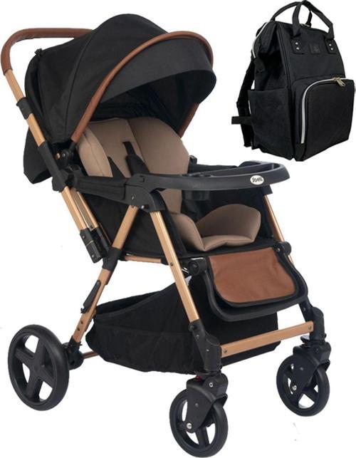 2'Li Set Trendy Çift Yönlü Bebek Arabası & Bebek Bakım Çantası