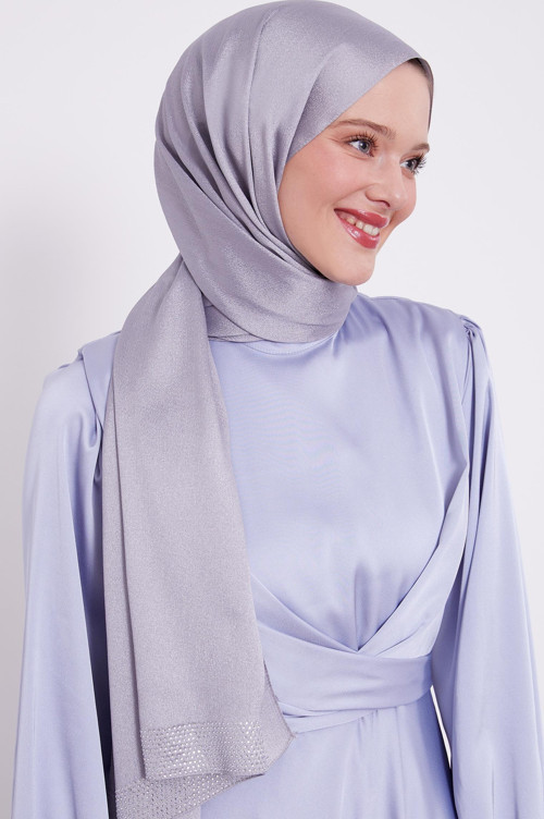 Gümüş Kalın Şerit Diamond Şal