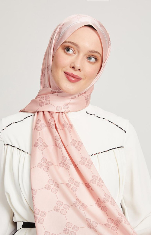 Yavruağzı Geometrik Desen Angel Şal