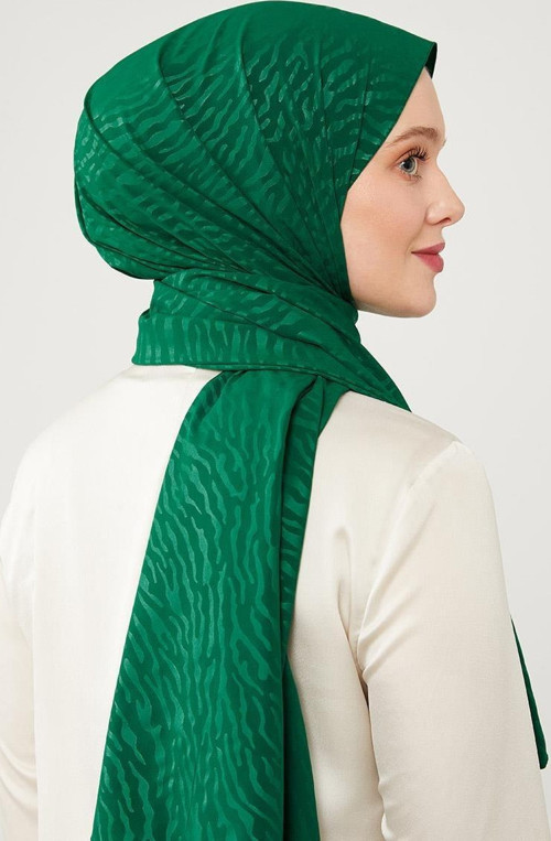 Zümrüt Desenli Jakarlı Elegance Şal