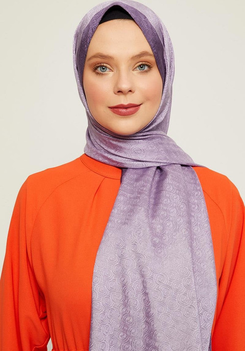 Lila Halka Desen Monogram Şal