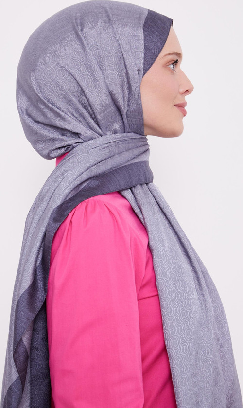 Füme Halka Desen Monogram Şal