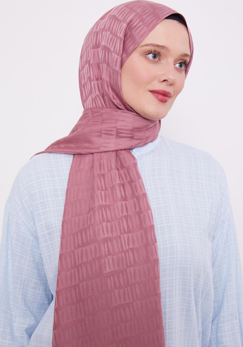 Pembe Damla Desen Blue Jakar Şal