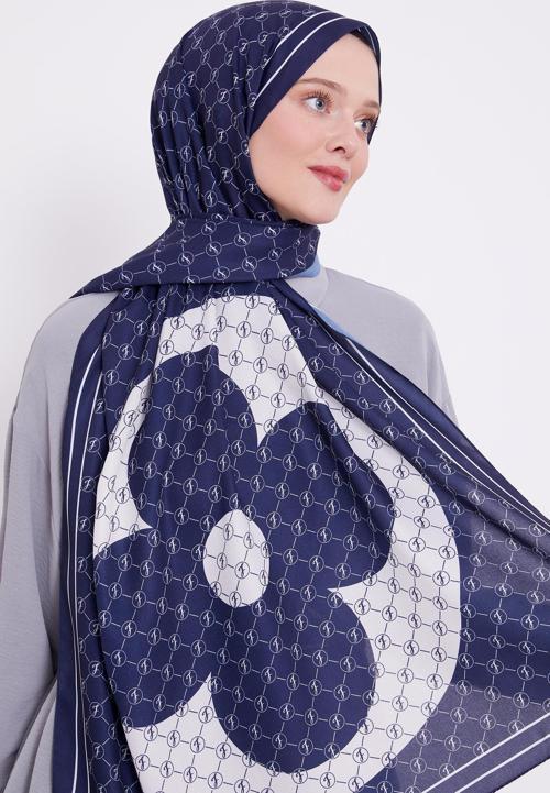 Lacivert L Desen Love Şal
