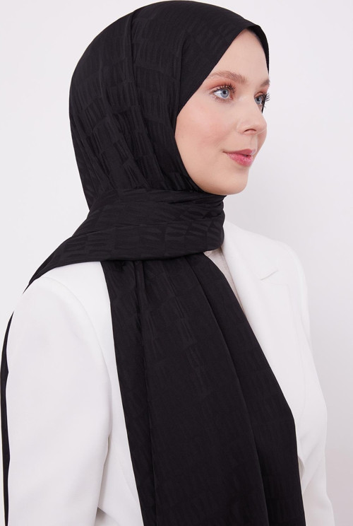 Siyah Damla Desen Blue Jakar Şal