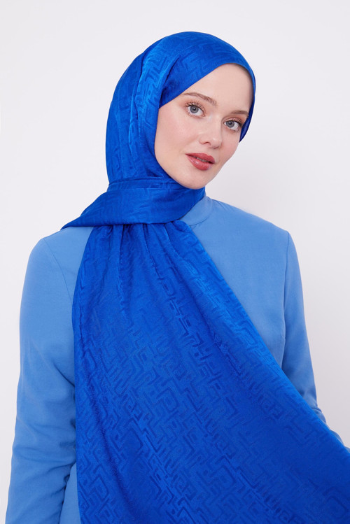 Saks Labirent Desen Jakarlı Janjan Şal