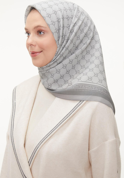 Gümüş L Desen Aura Eşarp