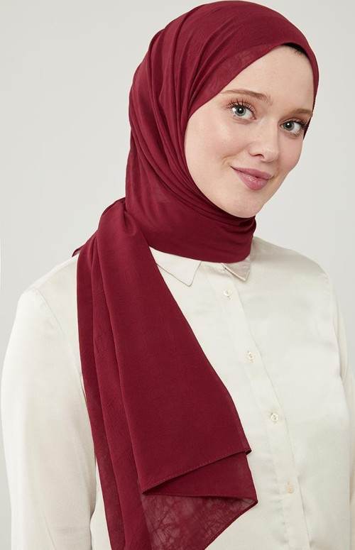 Bordo Düz Renk Frozen Krep Şal
