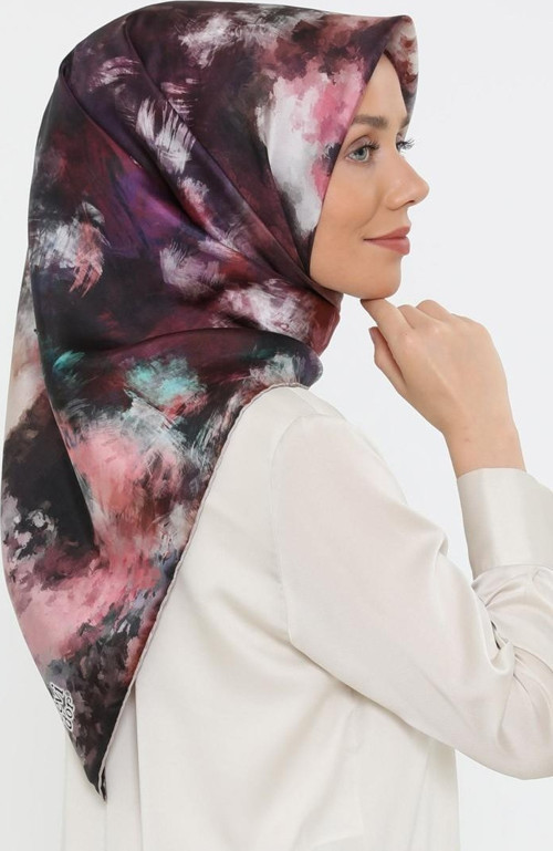 Mürdüm Twill Saf İpek Eşarp