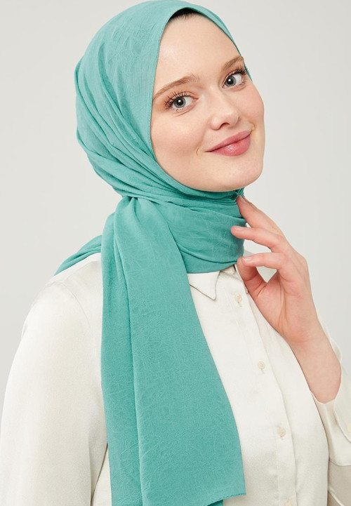 Turkuaz Düz Renk Frozen Krep Şal