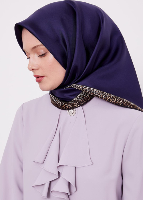 Saks Leopar Desen Twill İpek Eşarp