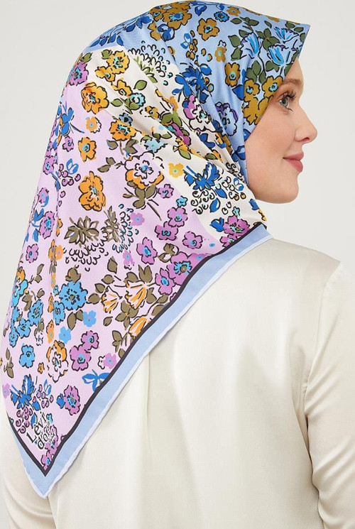 Bebe Mavisi Mine Çiçeği Trend Twill Eşarp