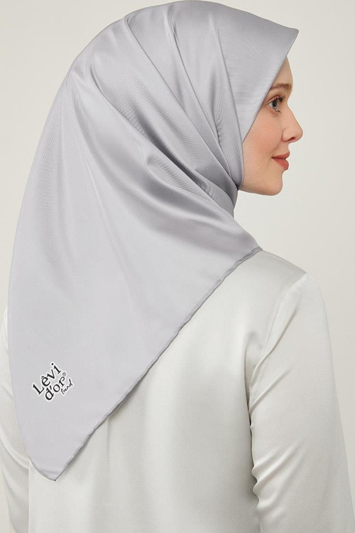 Gri Düz Twill Eşarp