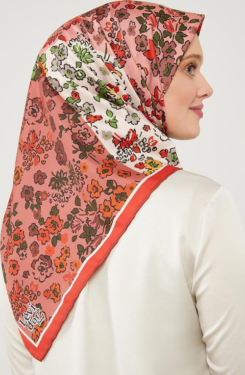 Kırmızı Mine Çiçeği Trend Twill Eşarp