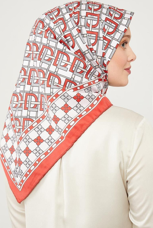 Kırmızı LVD Baskılı Trend Twill Eşarp