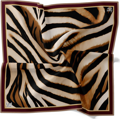 Kahve Zebra Twill İpek Eşarp