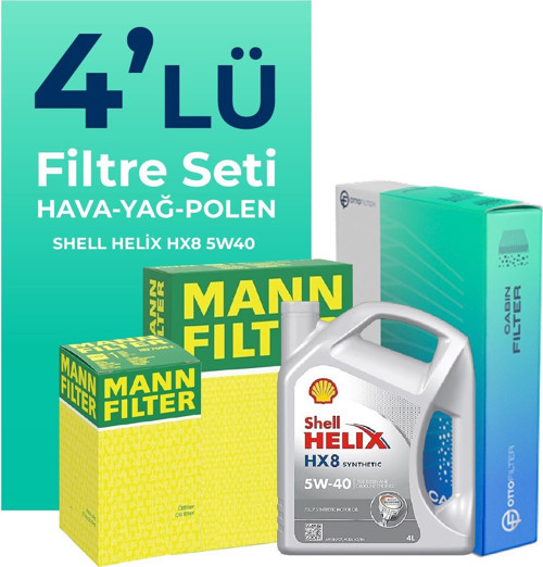 MANN Alfa Mito 1.4 TB Filtre Bakım Seti Shell Motor Yağlı (2009-2018) 4 Lü