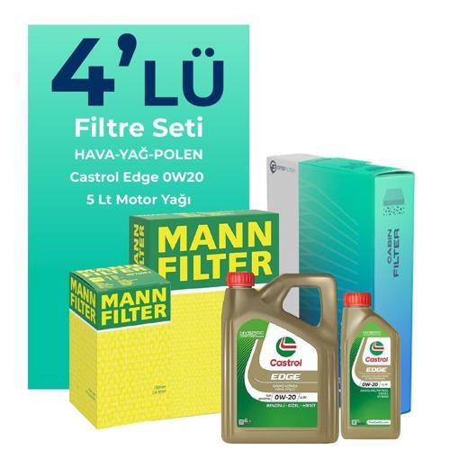 MANN Audi A3 1.5 Tfsi Filtre Bakım Seti Castrol Motor Yağlı (2016-2019) 4 Lü