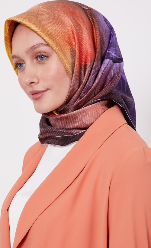 A.Vizon Ebruli Desen Twill İpek Eşarp