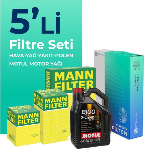 MANN Audi Q7 3.0 Dizel Filtre Bakım Seti Motul Motor Yağlı (2011-2016) 5 Li
