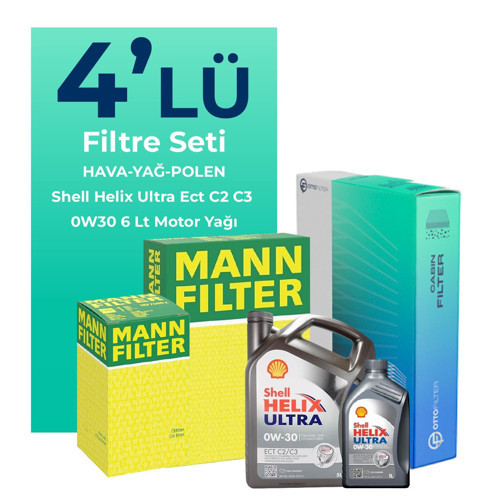 MANN Audi Q7 50 Dizel Filtre Bakım Seti Shell Motor Yağlı (2019-2024) 4 Lü
