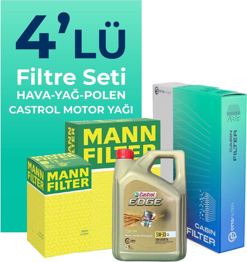 MANN BMW 3.20 Dizel Filtre Bakım Seti Castrol Motor Yağlı (2005-2010) 4 Lü