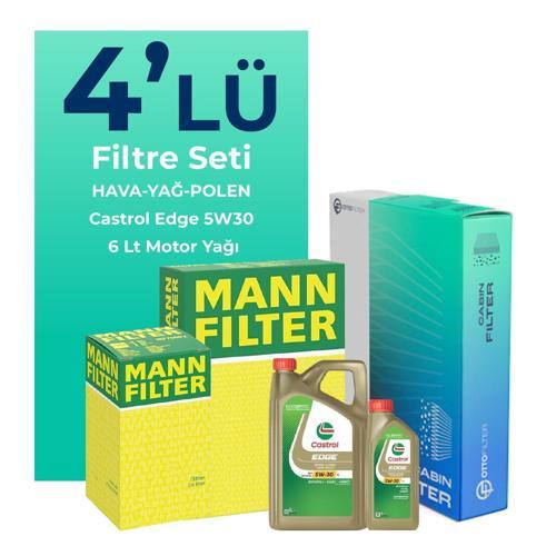 MANN BMW 5.20 Dizel Filtre Bakım Seti Castrol Motor Yağlı (2005-2008) 4 Lü